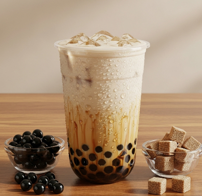 creamy brown sugar boba milk tea